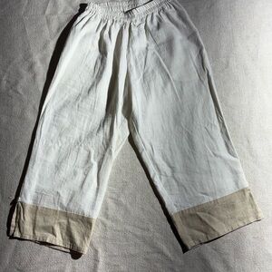 Blue Sky Cream Linen Cropped Pants